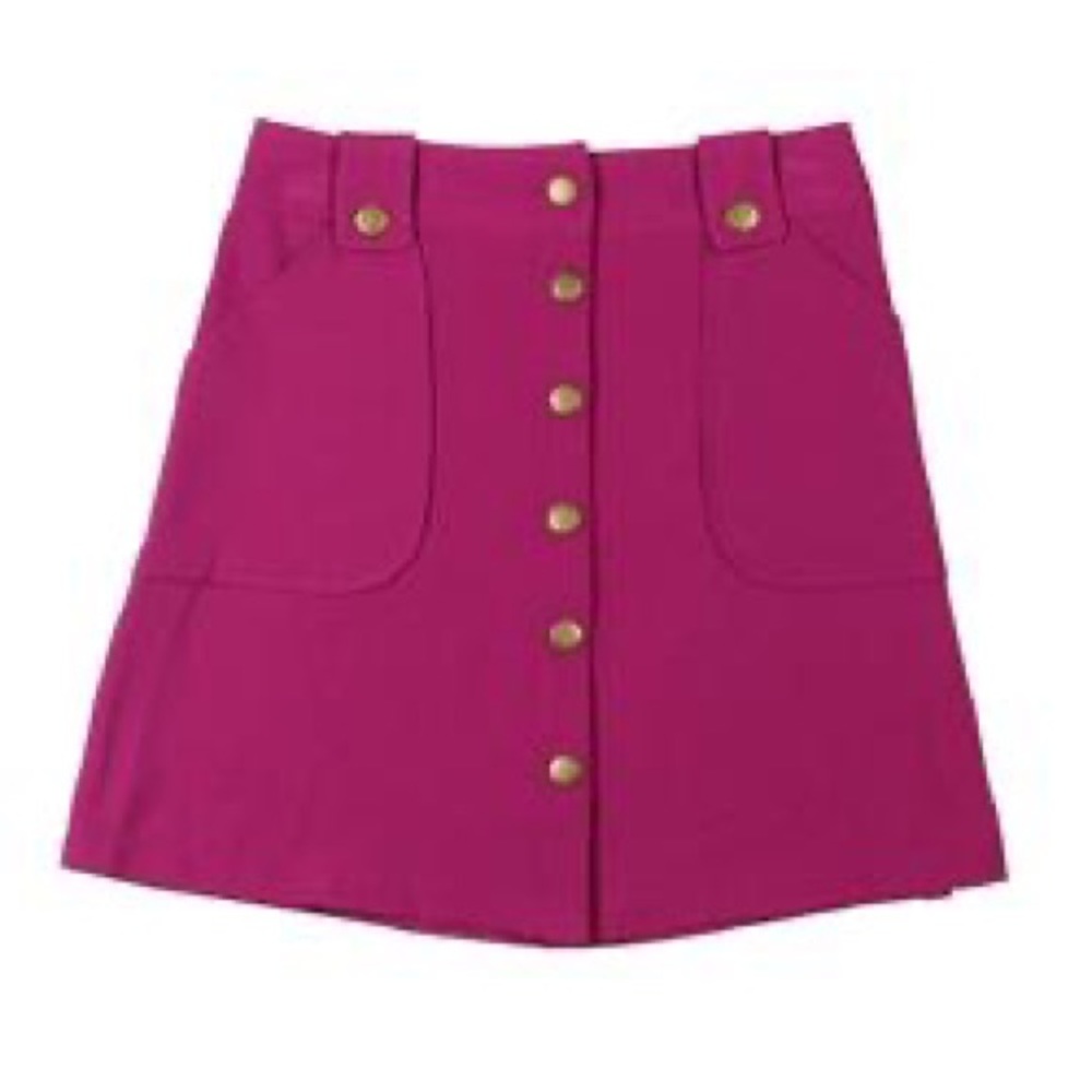 Pink Button Down A Line Skirt